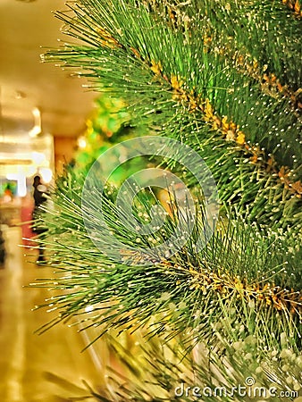 Pine tree Christmas tree sintetic tree plastic tree in a shop Stock Photo