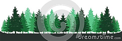 Green Pine Tree Forest Environment Vector Illustration