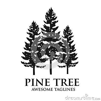 Pine Tree green silhouette forest logo Vector Illustration