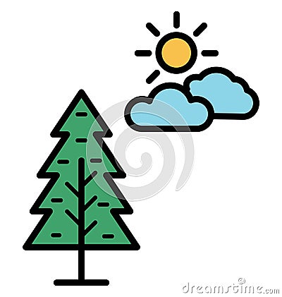 Pine Tree Isolated Vector Icon that can be easily modified or edit Stock Photo
