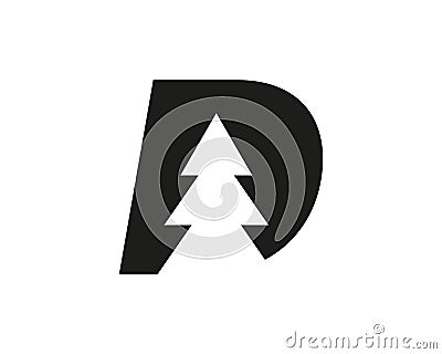 Pine tree Logo. Pine tree Icon. Pine Tree with D letter vector Vector Illustration
