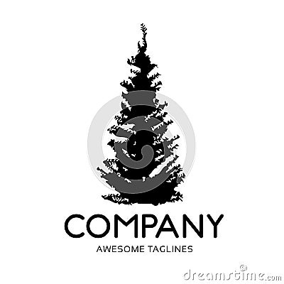 Pine Tree green silhouette forest logo Vector Illustration