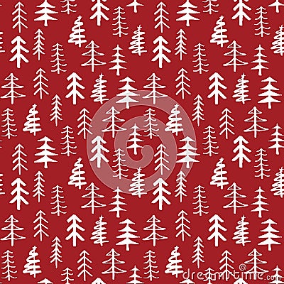 Pine tree seamless pattern. New Year and Christmas background, vector Illustration Vector Illustration