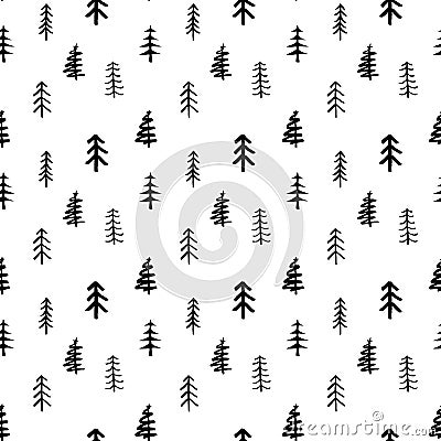 Pine tree seamless pattern. New Year and Christmas background, vector Illustration Vector Illustration