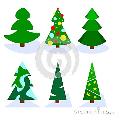 Pine Tree Set Vector Illustration