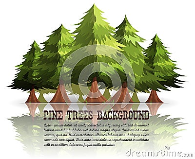 Pine Trees And Firs Background Vector Illustration