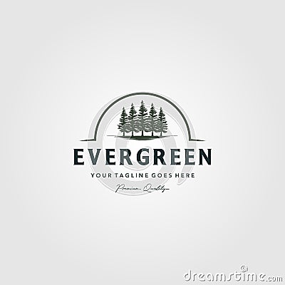 Pine trees logo evergreen Vintage Spruce, Cedar trees vector illustration design Vector Illustration