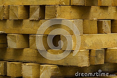 Pine wooden coniferous beams Stock Photo