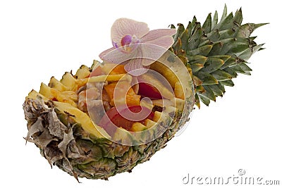 Pineapple with Asian food Stock Photo