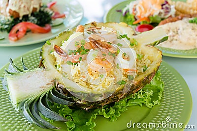 Pineapple baked rice Stock Photo