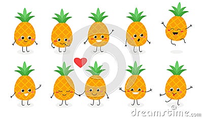 Pineapple emoticon N1 Vector Illustration