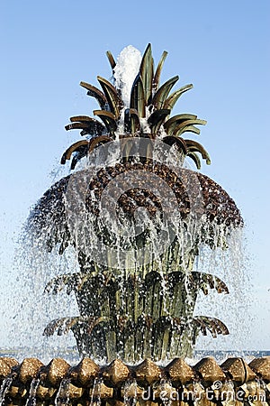 Pineapple Fountain in Charleston, SC Stock Photo