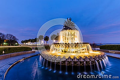 Pineapple Fountain at Water Front Park, in Charleston, South Ca Stock Photo