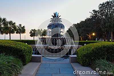 The Pineapple Fountain at Waterfront Park. Editorial Stock Photo