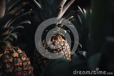 Pineapple fruit closeup. Generate Ai Stock Photo