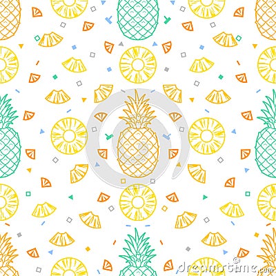 Pineapple fruits seamless pattern background vector format Vector Illustration