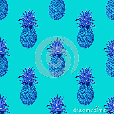 Pineapple funky seamless pattern Vector Illustration