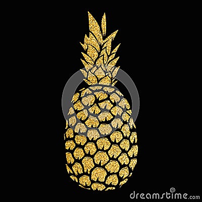 Pineapple gold illustration isolated on white background. Design Vector Illustration