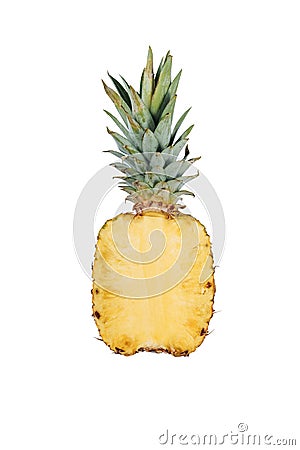 Pineapple Half Cutted Isolated on White Background Stock Photo