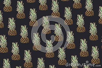 Pineapple heats with leaves on trendy pantone inkwell background. Stock Photo