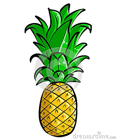 Hand-Drawn Pineapple Illustration Clipart Cartoon Illustration