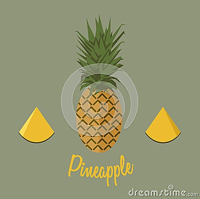 Pineapple illustration in flat stile Vector Illustration