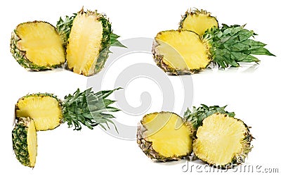 Pineapple isolated on white background. Set or collection Stock Photo