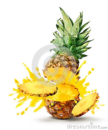 Pineapple juice burst Stock Photo