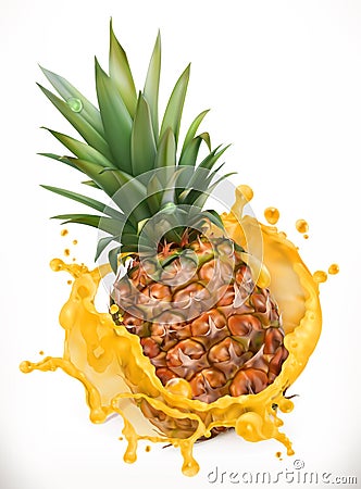 Pineapple juice. Fresh fruit, vector icon Vector Illustration