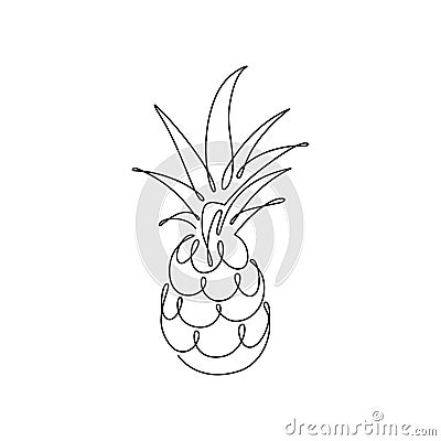 PINEAPPLE LINE ART. Vector ananas. Continuous Line Fruit. Vector Illustration with Pineapple. One Line art Vector Illustration