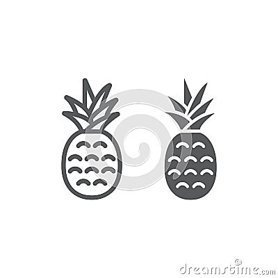 Pineapple line and glyph icon, fruit and ananas Vector Illustration