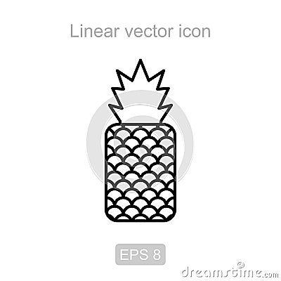 Pineapple. Linear icon. Stock Photo