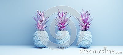 Pineapple painted in pastel colors decoration Stock Photo