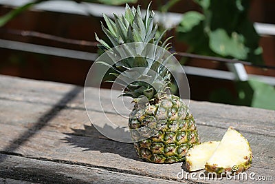 Pineapple ripe fruit in the garden Stock Photo