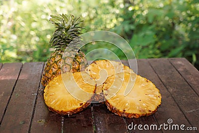 Pineapple scientific name: Ananas comosus is a biennial plant. Stock Photo