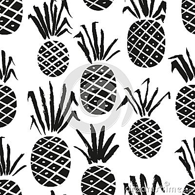 Pineapple seamless pattern. Background with summer fresh fruits Vector Illustration