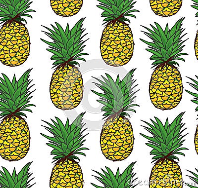 Pineapple seamless vector pattern Vector Illustration