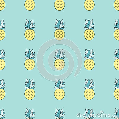 Pineapple seamless pattern Vector Illustration