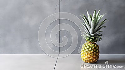 Minimalist Pineapple: Fresh And Texture-rich Table Decor Stock Photo