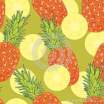 Pineapple slice seamless pattern Vector Illustration