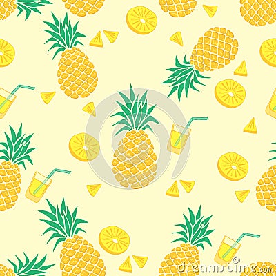 Seamless pineapple pattern Vector Illustration