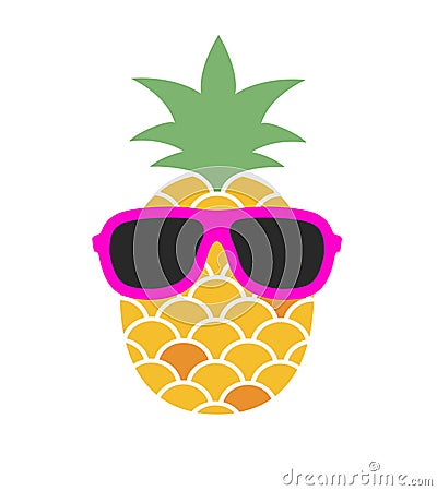 Pineapple with sunglasses. Fun illustration Vector Illustration