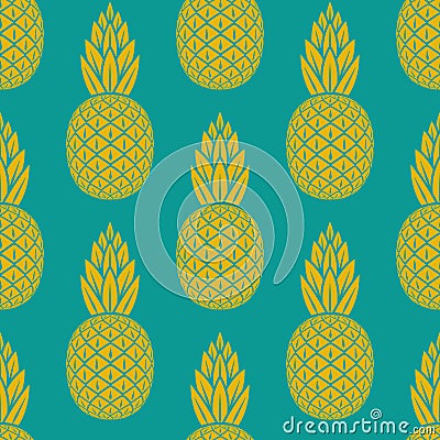 Pineapple tropical fruit seamless pattern Vector Illustration