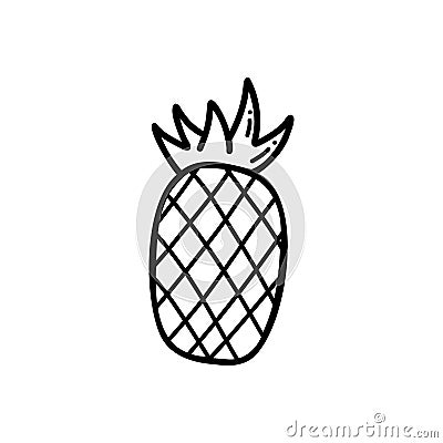 Pineapple vector icon in doodle style. Drawing sketch illustration hand drawn line. Vector Illustration