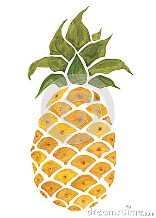 Pineapple. Watercolor illustration. Cartoon Illustration