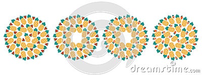 Pineapple Watermelon Triangular slices Strawberry Circle Frames Backgrounds Copy space Template Set Vector Illustration