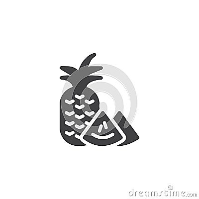 Pineapple whole and a slice vector icon Vector Illustration