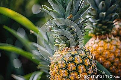 Pineapples at the garden Stock Photo