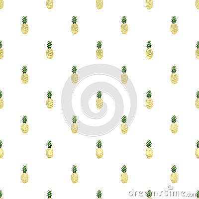 Pineapples seamless pattern. Hand-drawn. Tropical vector fruits Vector Illustration