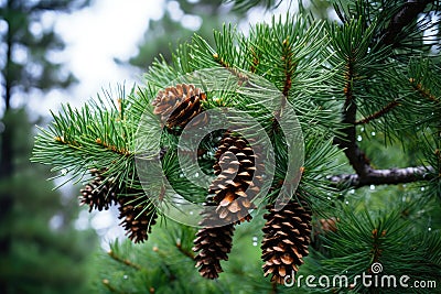 a pinecones on a tree Stock Photo